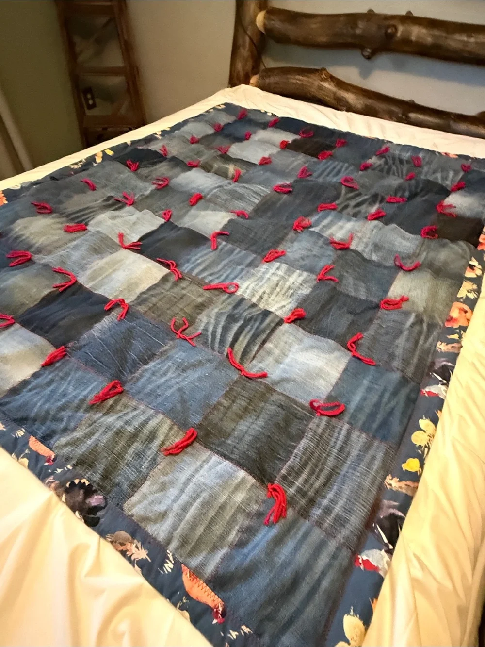 Handmade Denim Patchwork Throw 5ft x4ft